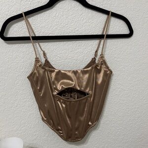 Urban Outfitters Tan Satin Bodysuit